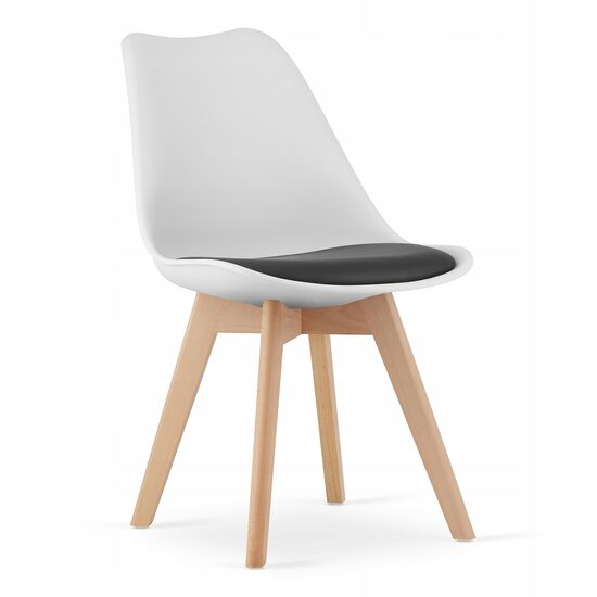 SCAUN BUCATARIE/LIVING, ARTOOL, MARK, PP, LEMN, ALB, PERNA NEAGRA, 49X43X82 CM [1]