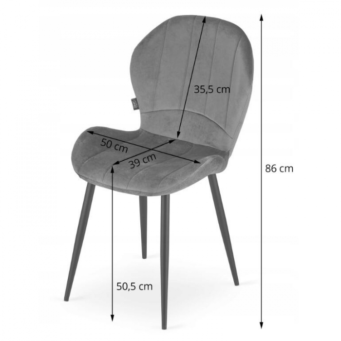 SCAUN BUCATARIE/LIVING, ARTOOL, TERNI, CATIFEA, METAL, NEGRU, 50X62X86 CM [2]