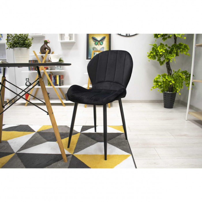 SCAUN BUCATARIE/LIVING, ARTOOL, TERNI, CATIFEA, METAL, NEGRU, 50X62X86 CM [10]