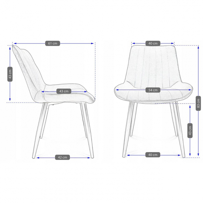 SCAUN BUCATARIE/LIVING, CATIFEA, METAL, BEJ, 54X61X83 CM, VIVA [5]