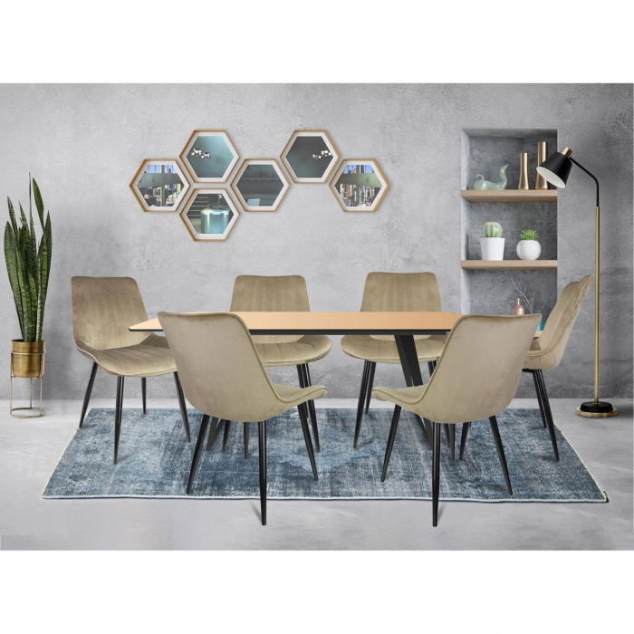 SCAUN BUCATARIE/LIVING, CATIFEA, METAL, BEJ, 54X61X83 CM, VIVA [6]