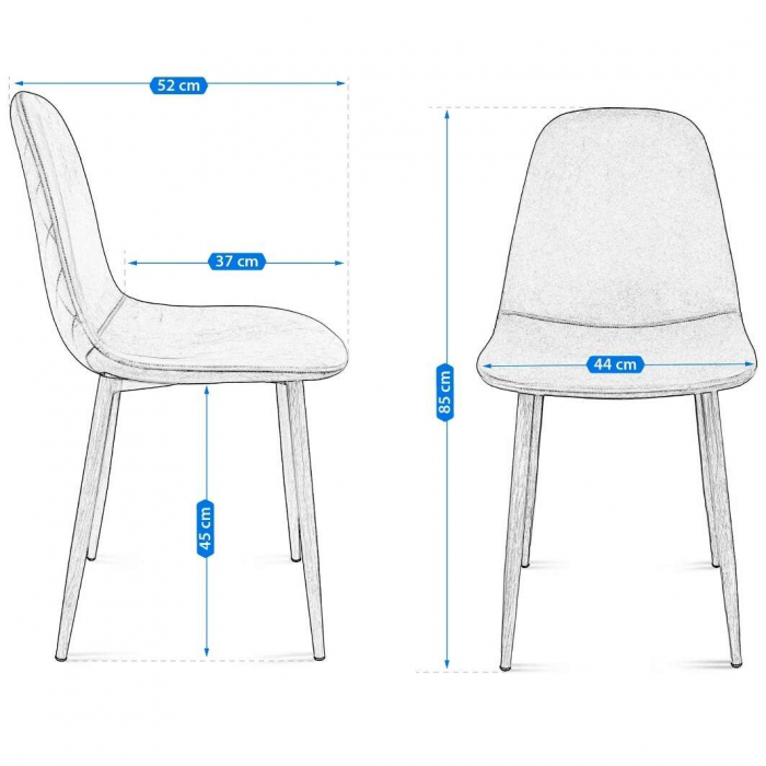 SCAUN BUCATARIE/LIVING, CATIFEA, MODEL CUSATURA PE SPATE, TURCOAZ, MAX 100 KG, 44X52X85 CM, VIGO [2]