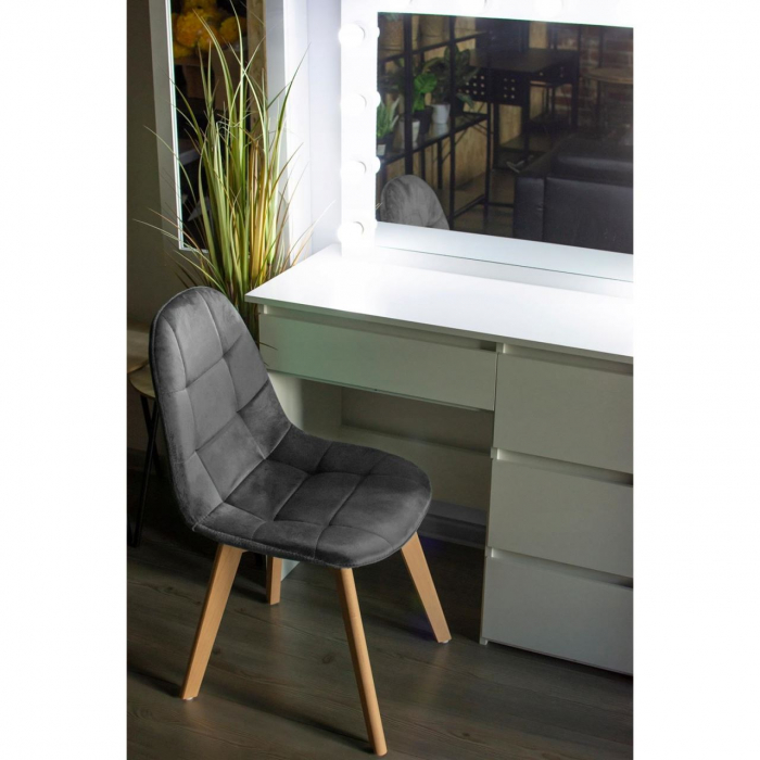 SCAUN BUCATARIE/LIVING, CATIFEA SI PU, GRI, 43X54X81 CM, COLIN [5]