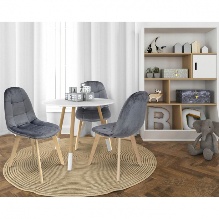 SCAUN BUCATARIE/LIVING, CATIFEA SI PU, GRI, 43X54X81 CM, COLIN [8]