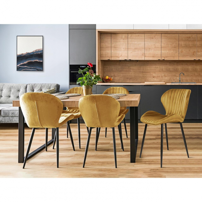 SCAUN BUCATARIE/LIVING, JUMI, VEIRA, CATIFEA, METAL, MUSTAR, 52X57X85 CM [7]