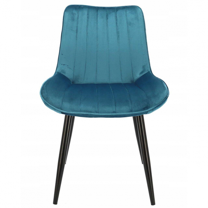 SCAUN BUCATARIE/LIVING, JUMI, VIVA, CATIFEA, METAL, ALBASTRU MARIN SI NEGRU, 54X61X83 CM [5]