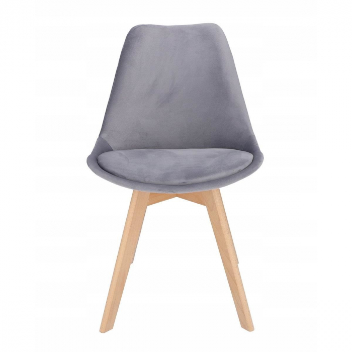 SCAUN BUCATARIE/LIVING, LEMN, CATIFEA, GRI, 49X60X82 CM, BARI [6]