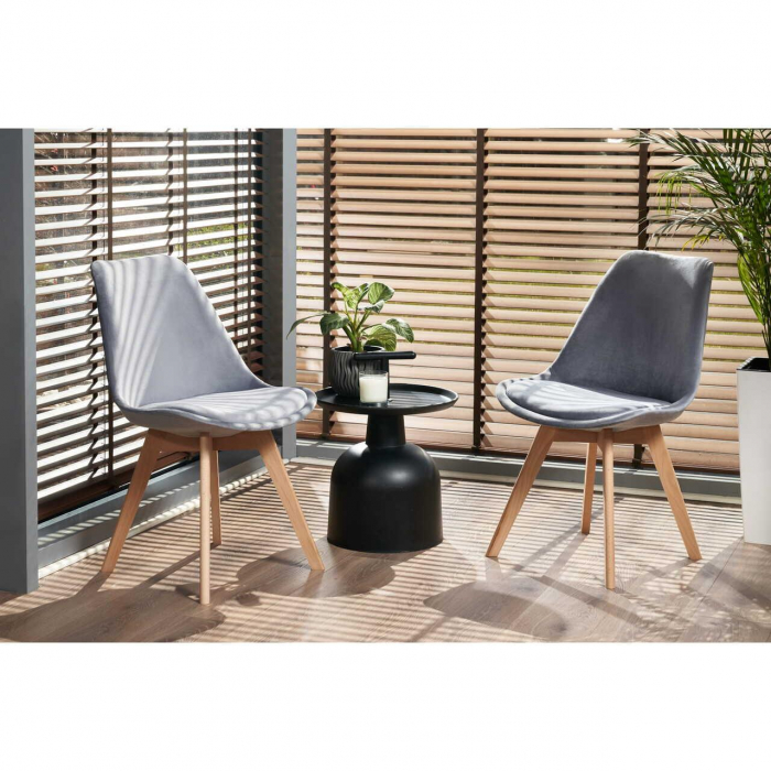 SCAUN BUCATARIE/LIVING, LEMN, CATIFEA, GRI, 49X60X82 CM, BARI [10]