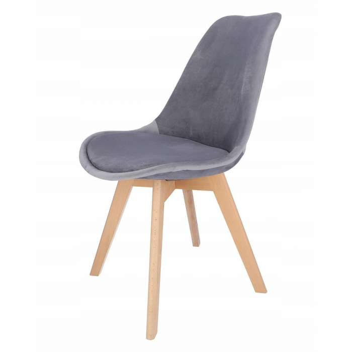 SCAUN BUCATARIE/LIVING, LEMN, CATIFEA, GRI, 49X60X82 CM, BARI [5]