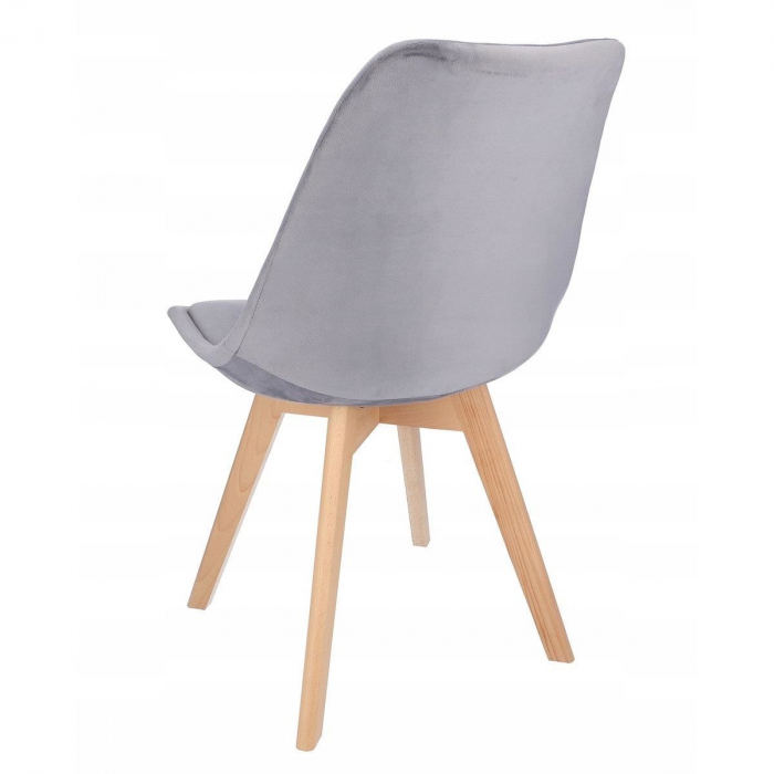 SCAUN BUCATARIE/LIVING, LEMN, CATIFEA, GRI, 49X60X82 CM, BARI [3]
