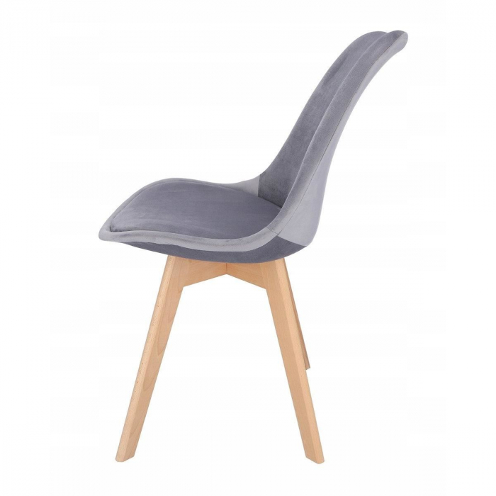 SCAUN BUCATARIE/LIVING, LEMN, CATIFEA, GRI, 49X60X82 CM, BARI [4]