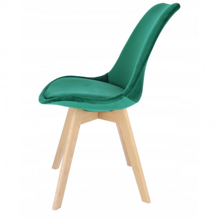 SCAUN BUCATARIE/LIVING, LEMN, CATIFEA, VERDE, 49X60X82 CM, BARI [4]