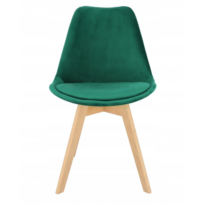 SCAUN BUCATARIE/LIVING, LEMN, CATIFEA, VERDE, 49X60X82 CM, BARI [6]