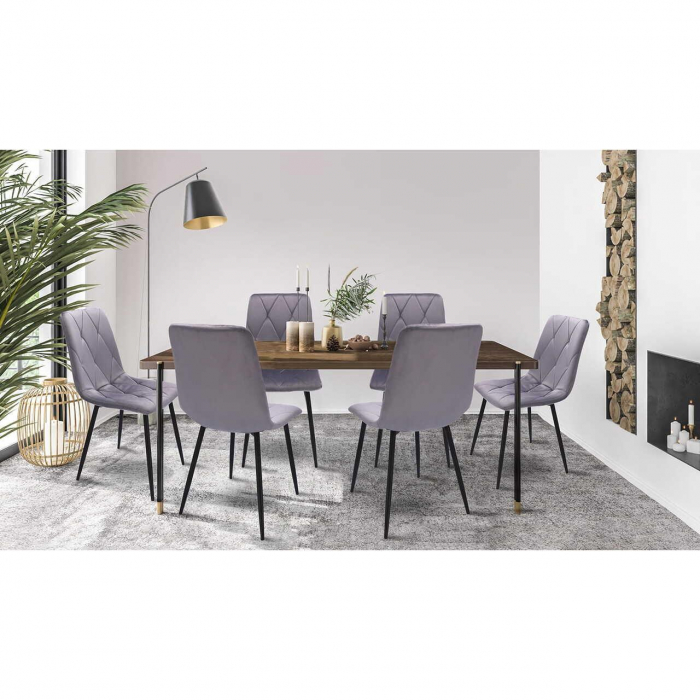 SCAUN BUCATARIE/LIVING, MATLASAT, CATIFEA, METAL, GRI, 44X52X89 CM, PIADO [7]