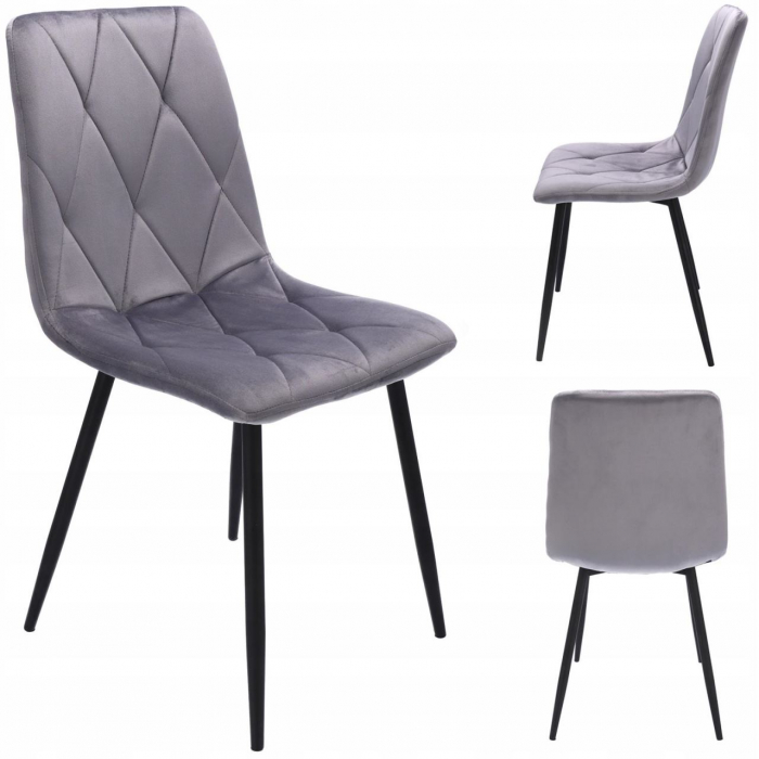 SCAUN BUCATARIE/LIVING, MATLASAT, CATIFEA, METAL, GRI, 44X52X89 CM, PIADO [6]
