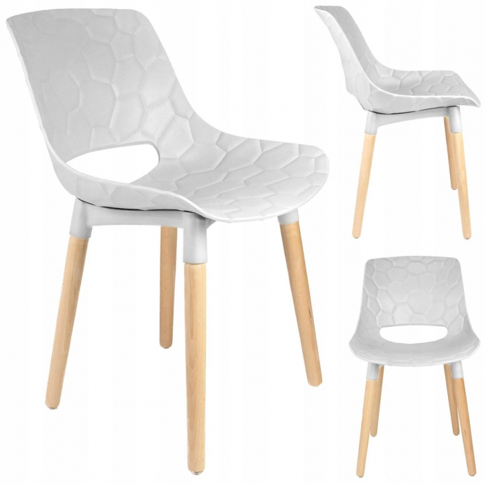 SCAUN BUCATARIE/LIVING, PP, LEMN, MAX 130 KG, ALB, 45X55X77 CM, DAVIS [9]
