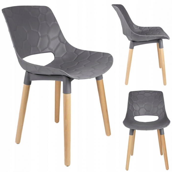 SCAUN BUCATARIE/LIVING, PP, LEMN, MAX 130 KG, GRI, 45X55X77 CM, DAVIS [8]
