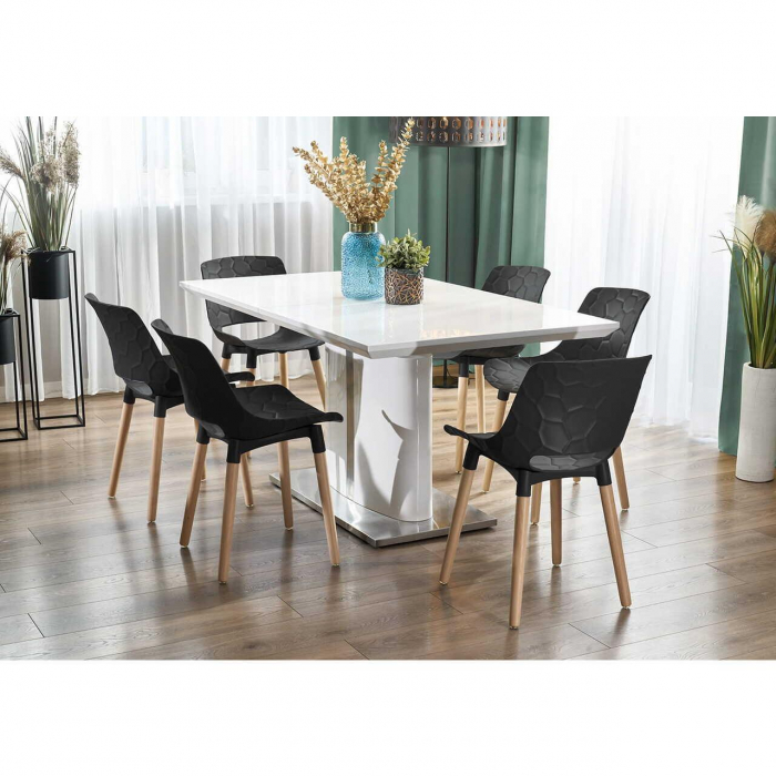 SCAUN BUCATARIE/LIVING, PP, LEMN, MAX 130 KG, NEGRU, 45X55X77 CM, DAVIS [11]
