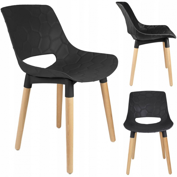 SCAUN BUCATARIE/LIVING, PP, LEMN, MAX 130 KG, NEGRU, 45X55X77 CM, DAVIS [8]