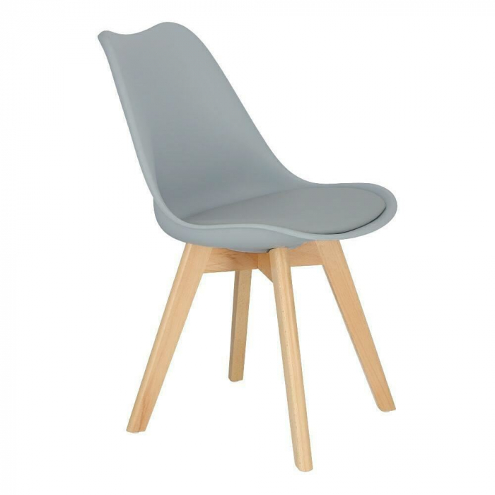 SCAUN BUCATARIE/LIVING, SEZUT PU, GRI, 48.5X54X82 CM, OSLO [2]