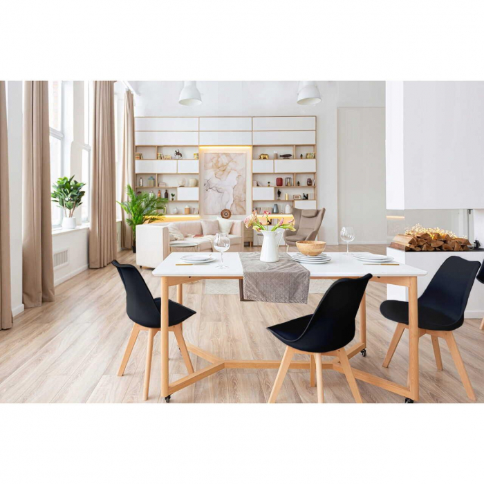 SCAUN BUCATARIE/LIVING, SEZUT PU, NEGRU, 48.5X54X82 CM, OSLO [10]