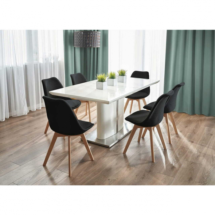 SCAUN BUCATARIE/LIVING, STOFA, LEMN, NEGRU, 49X55X82 CM, ALTA [9]