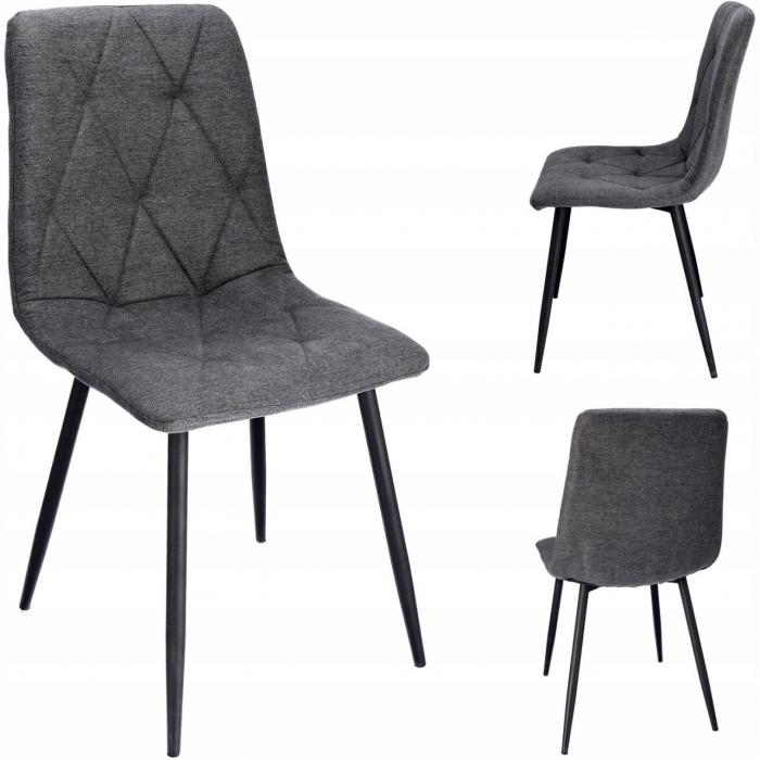 SCAUN BUCATARIE/LIVING, TAPITAT, TEXTIL, METAL, GRI, 44X52X89 CM, VENA [8]