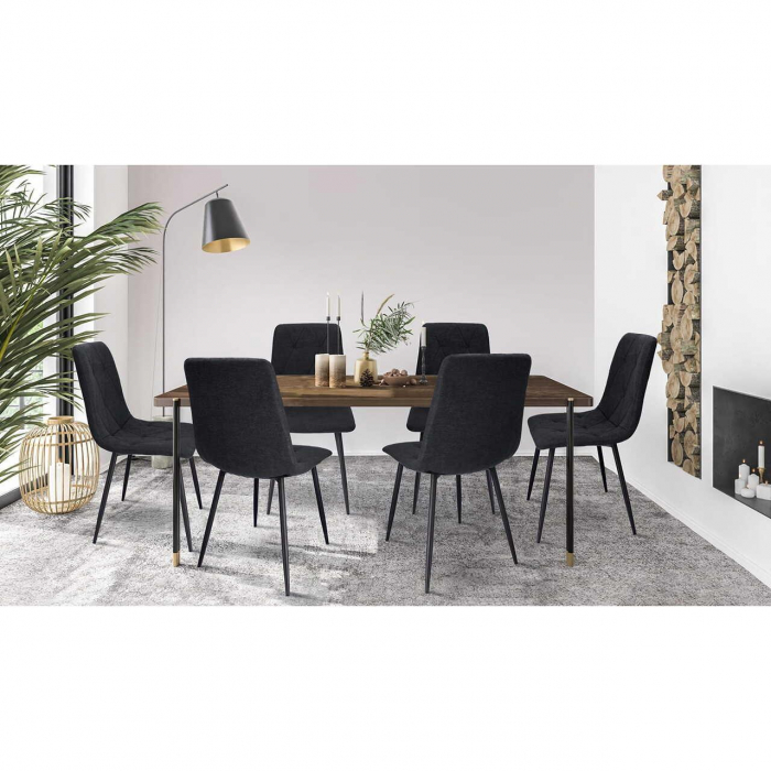 SCAUN BUCATARIE/LIVING, TAPITAT, TEXTIL, METAL, NEGRU, 44X52X89 CM, VENA [9]