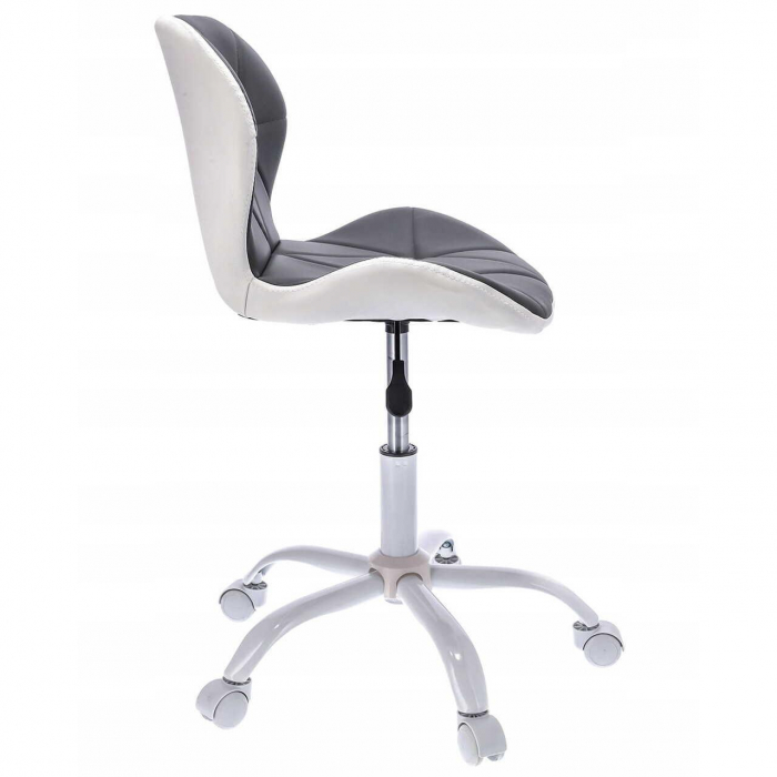 SCAUN DE BIROU, JUMI, ENDO, ROTATIV, PIELE ECOLOGICA, GRI SI ALB, 46X52X73-85 CM [3]