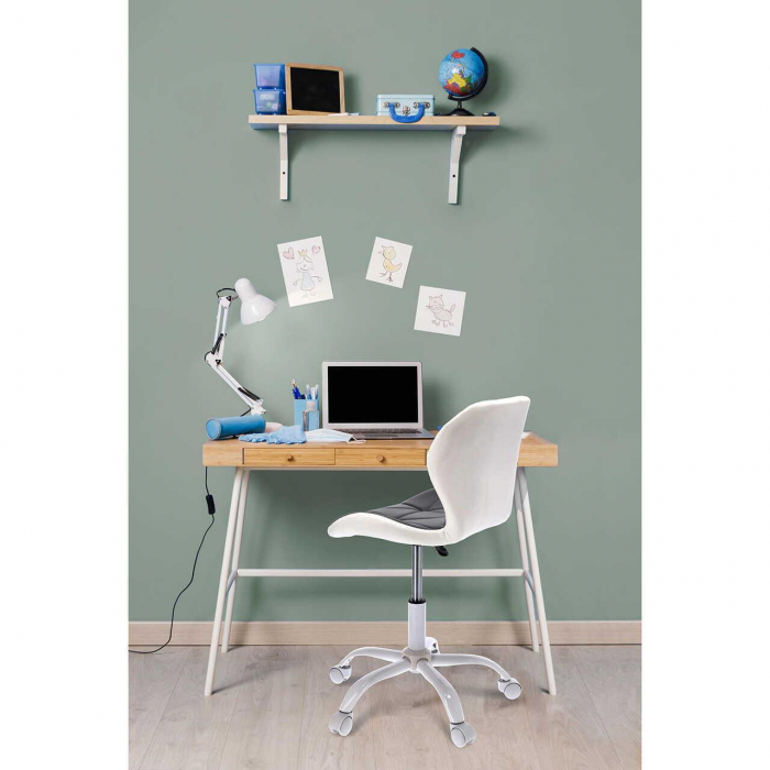 SCAUN DE BIROU, JUMI, ENDO, ROTATIV, PIELE ECOLOGICA, GRI SI ALB, 46X52X73-85 CM [5]