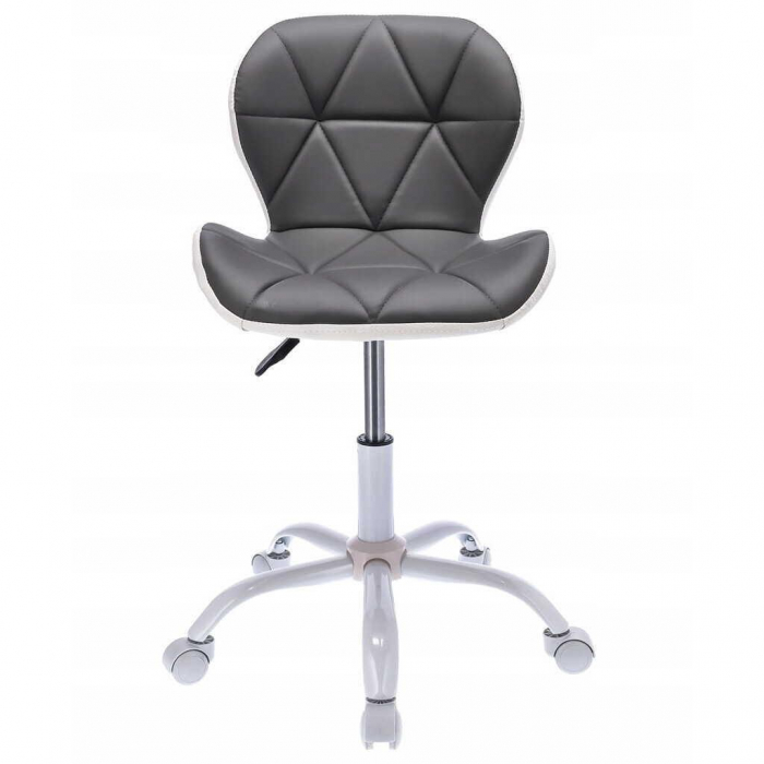 SCAUN DE BIROU, JUMI, ENDO, ROTATIV, PIELE ECOLOGICA, GRI SI ALB, 46X52X73-85 CM [4]
