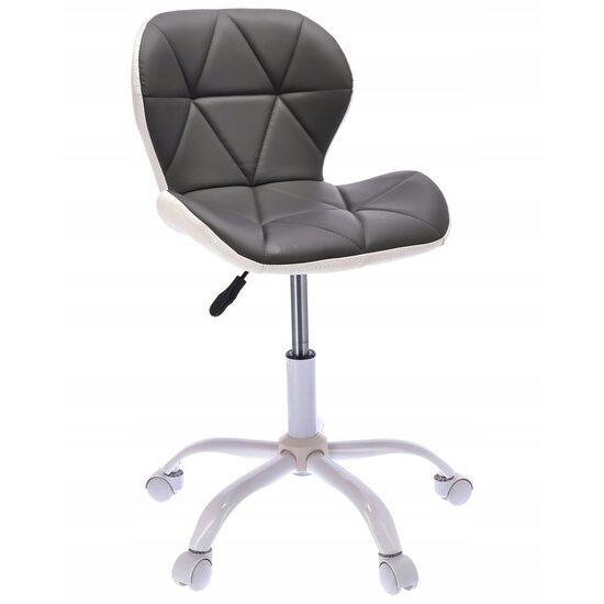 SCAUN DE BIROU, JUMI, ENDO, ROTATIV, PIELE ECOLOGICA, GRI SI ALB, 46X52X73-85 CM [1]