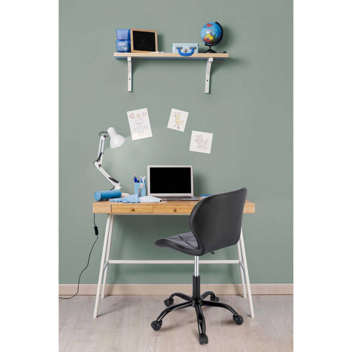 SCAUN DE BIROU, JUMI, ENDO, ROTATIV, PIELE ECOLOGICA, NEGRU, 46X52X73-85 CM [5]