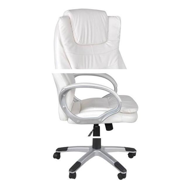 SCAUN DE BIROU, MALATEC, ROTATIV, FUNCTIE TILT, PIELE ECOLOGICA, ALB, MAX 130 KG, 68X51X110/120 CM [3]