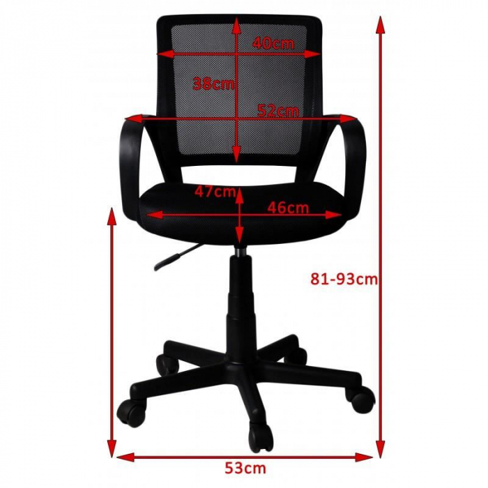 SCAUN DE BIROU PENTRU COPII, ROTATIV, ALB, ROZ SI NEGRU, MAX 100 KG, 53X56.5X81/93 CM [3]