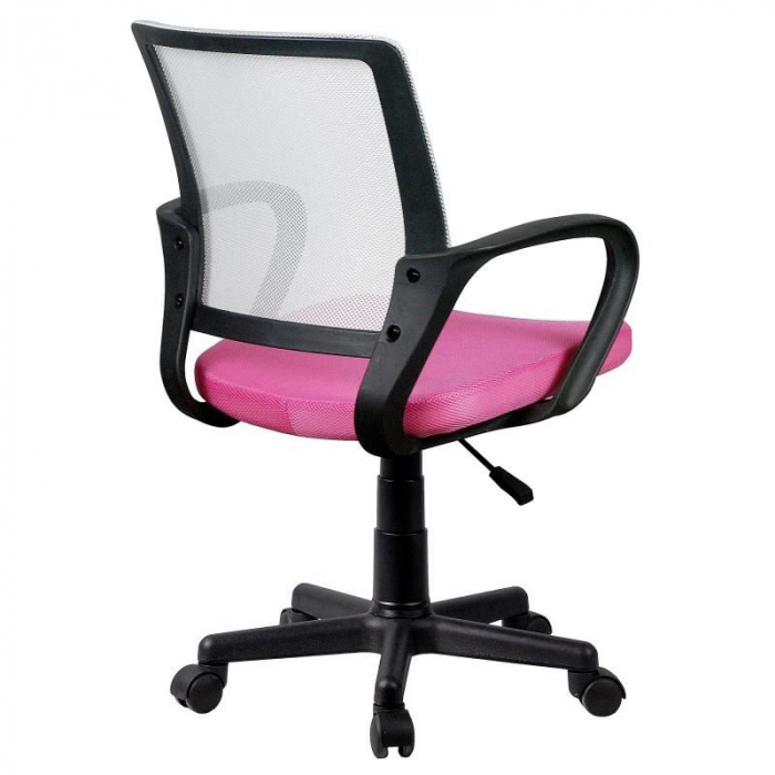 SCAUN DE BIROU PENTRU COPII, ROTATIV, ALB, ROZ SI NEGRU, MAX 100 KG, 53X56.5X81/93 CM [5]