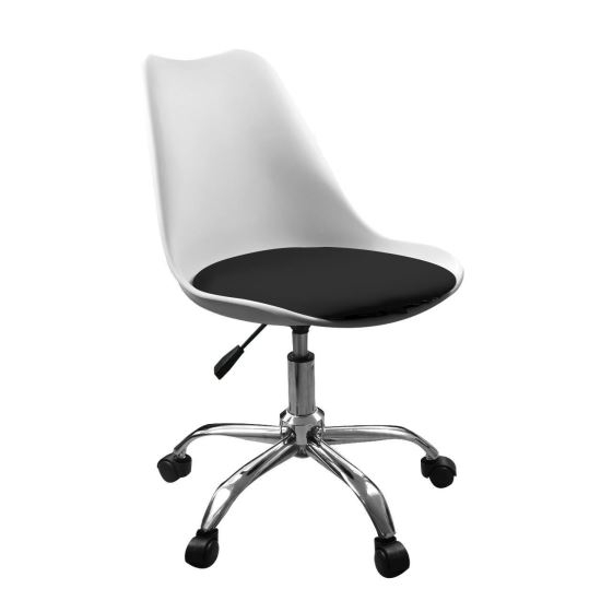 SCAUN DE BIROU, ROTATIV, ALB CU SEZUT NEGRU, 51X78/90 CM [1]