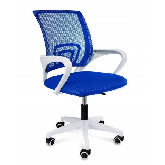 SCAUN DE BIROU, ROTATIV, CU PLASA, COTIERE, ALB SI ALBASTRU, 54X54X95 CM [1]