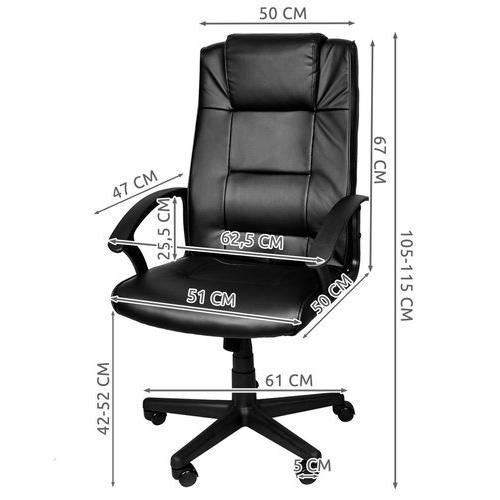SCAUN DE BIROU, ROTATIV, FUNCTIE TILT, PIELE ECOLOGICA, NEGRU, MAX 100 KG, 61X61X105/115 CM, MALATEC [2]