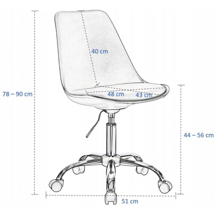 SCAUN DE BIROU, ROTATIV, GRI, 51X78/90 CM [5]