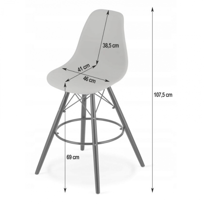 SCAUN DE BUCATARIE/BAR, ARTOOL, PP, LEMN, ALB, 54X55X107.5 CM [2]