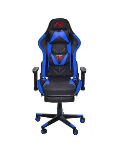 SCAUN DE GAMING,CU SUPORT PENTRU PICIOARE, ALBASTRU/NEGRU [3]