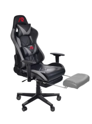 SCAUN DE GAMING, CU SUPORT PENTRU PICIOARE, GRI, [2]