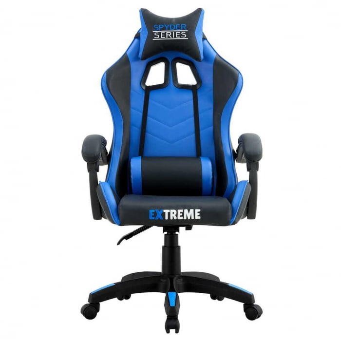SCAUN DE GAMING, PIELE ECOLOGICA, CU PERNA LOMBARA, ALBASTRU SI NEGRU, 63X49X125 CM, SPYDER EXTREME [6]