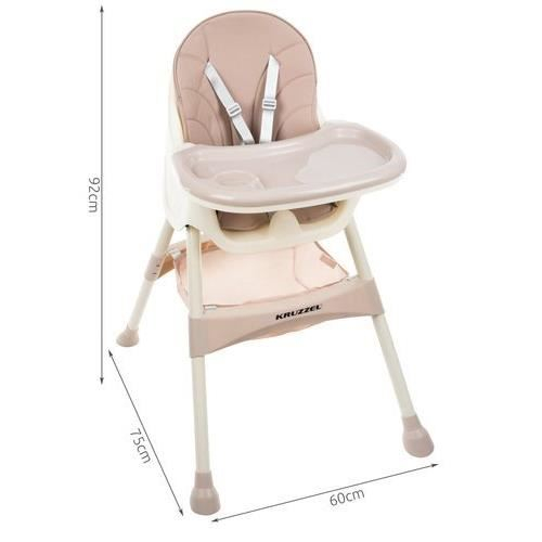 SCAUN DE MASA PENTRU BEBELUSI, 3 IN 1, ROZ, MAX 20 KG, 60X75X92 CM, KRUZZEL [2]