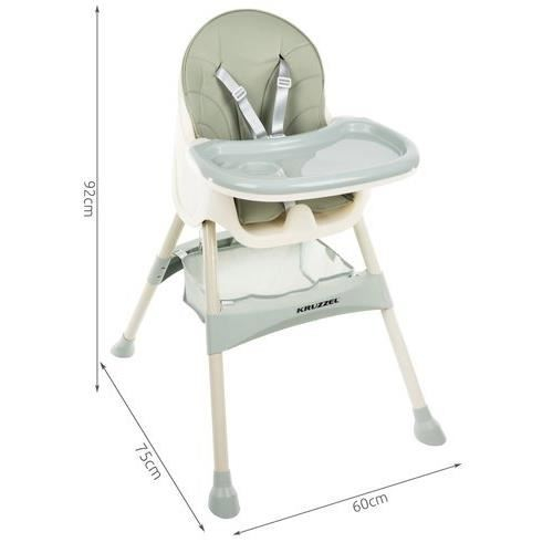 SCAUN DE MASA PENTRU BEBELUSI, 3 IN 1, VERDE, MAX 20 KG, 60X75X92 CM, KRUZZEL [2]