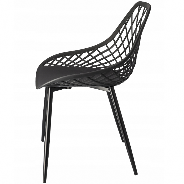 Scaun de terasa,cu picioare de metal,negre Modern, Negru [4]