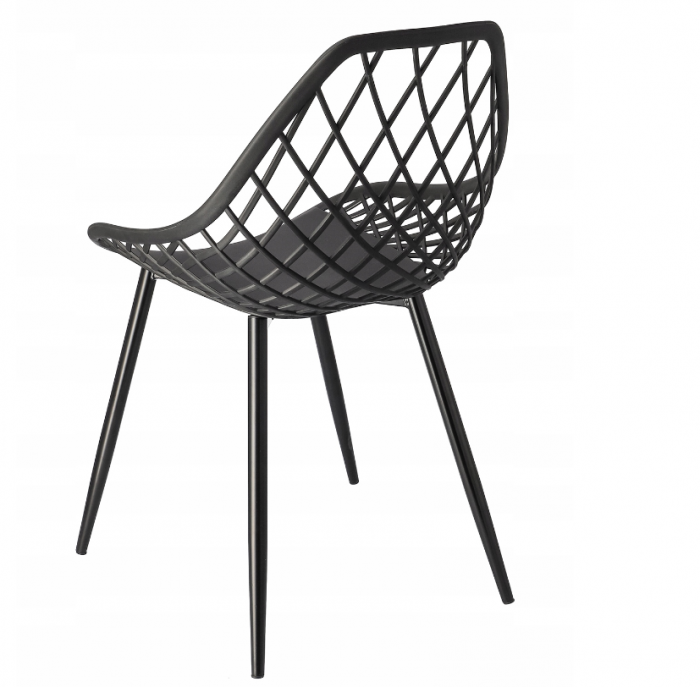 Scaun de terasa,cu picioare de metal,negre Modern, Negru [3]
