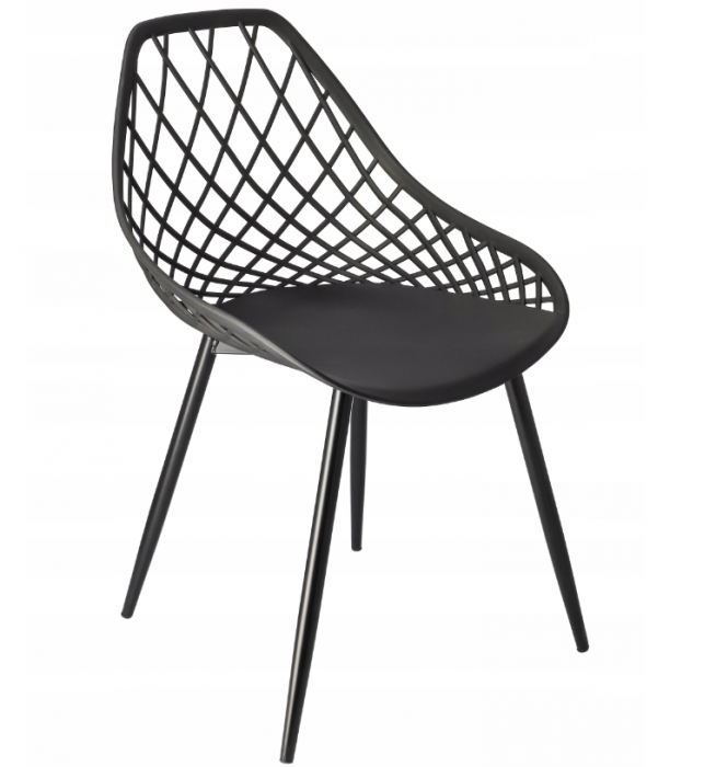 Scaun de terasa,cu picioare de metal,negre Modern, Negru [1]