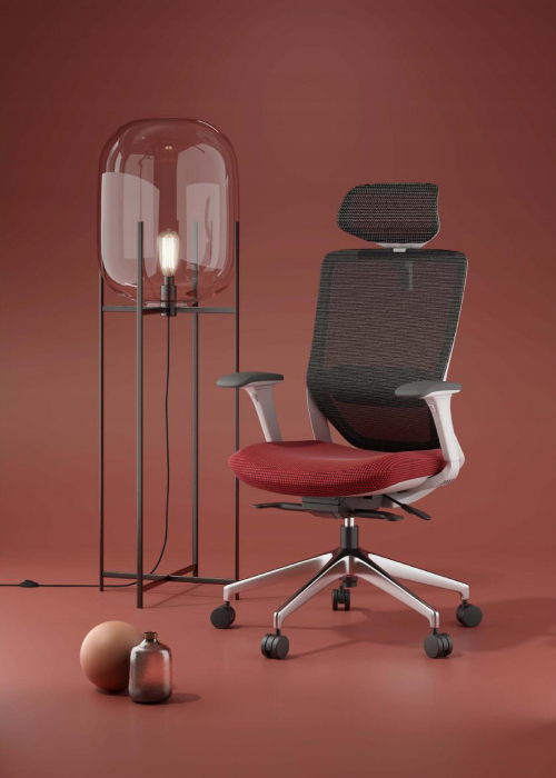 SCAUN ERGONOMIC COL, ROSU, CU BAZA ALUMINIU [5]